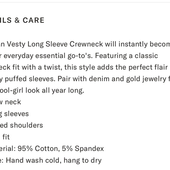 Tuckernuck Pomander Place Tan Vesty Puff Sleeve Top Small - Picture 6 of 13